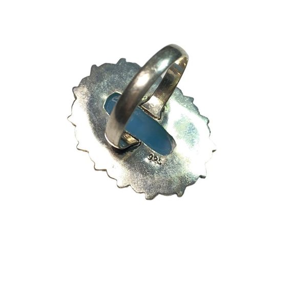 Angelite Gemstone in a Handcrafted 925 Stamped Ring (7.5) - Picture 7 of 7
